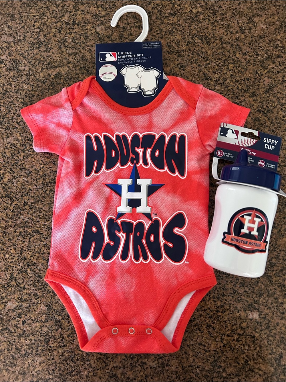 Houston Astros Baby Onesie and cup set